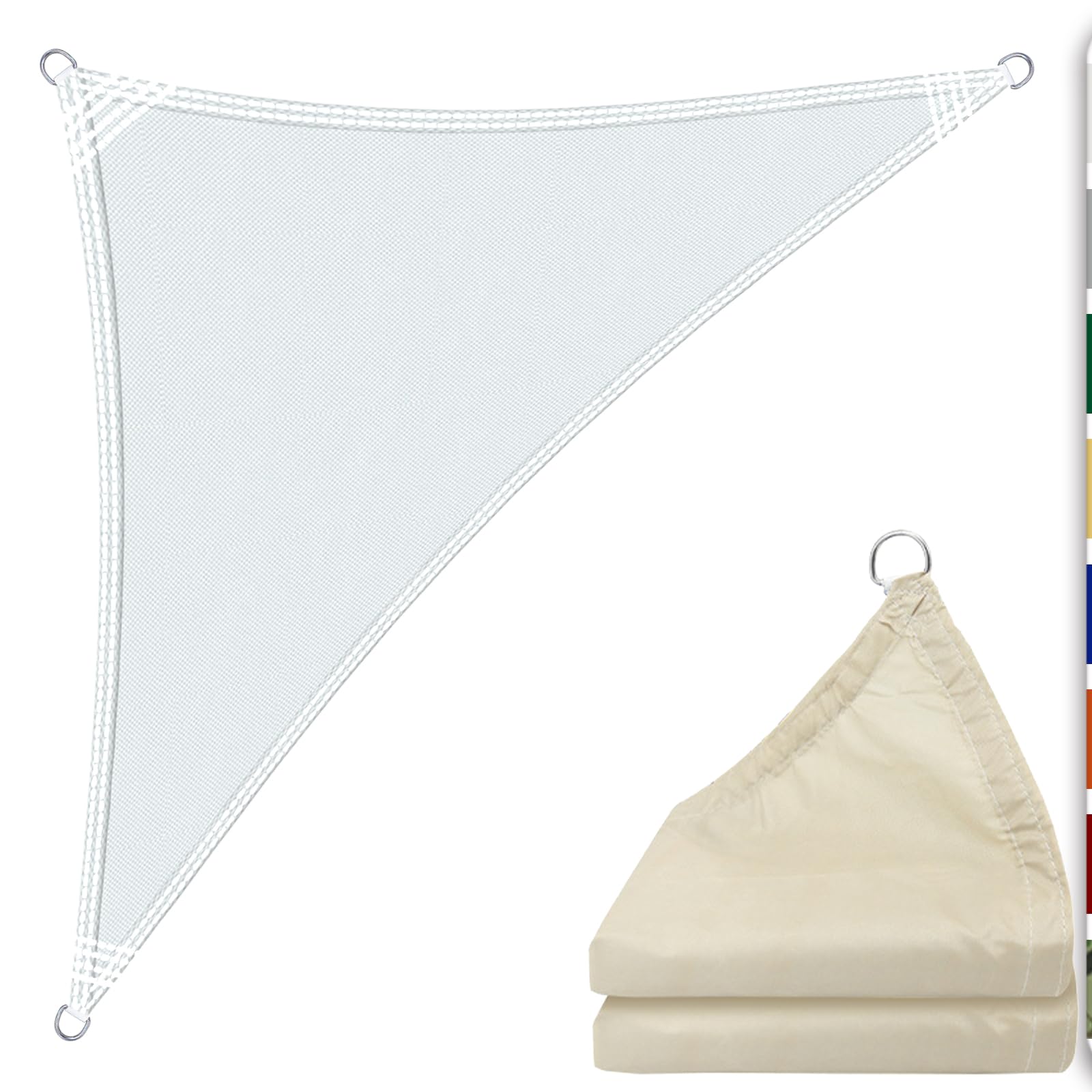 Voile d'ombrage Triangle Imperméable Protection UV 2m x 2m x 2.8m Bâche dombrages avec Cordes de Fixation Protection Solaire pour Jardin Patio Terrasse Camping Extérieur Balcon. Blanc crème