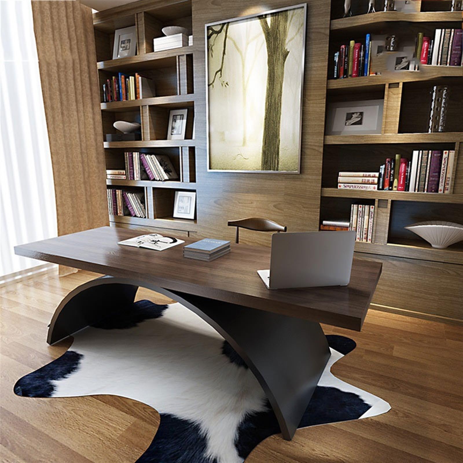 Stacja robocza z litego drewna biurko szef stacja robocza biurko na laptopa kreatywne nogi księżycowe biurko do nauki (220 x 90 x 75 cm)