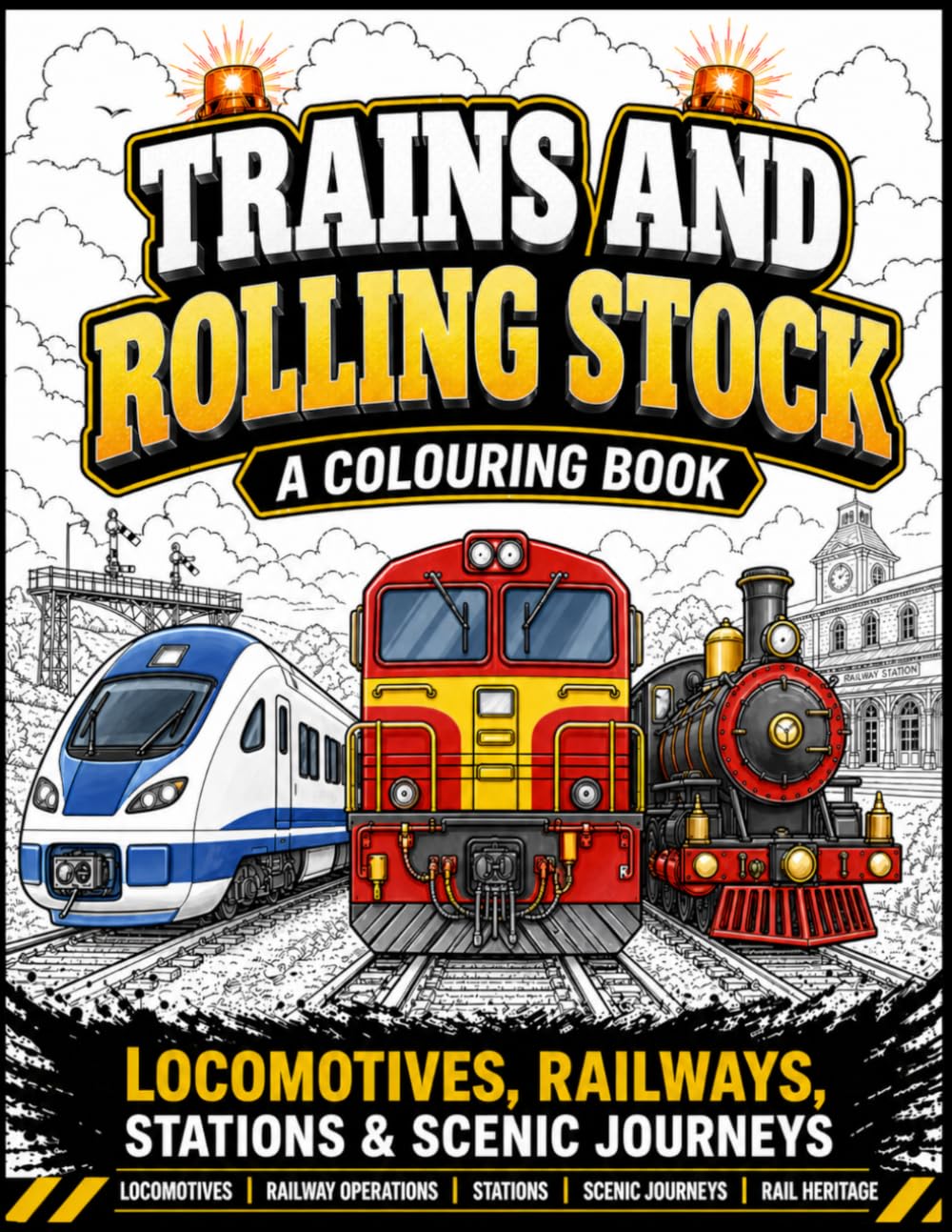 Trains and Rolling Stock: A Colouring Book: Lcomotives, Railways, Stations and Scenic Journeys
