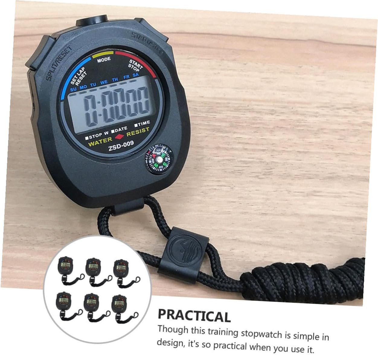 6Pcs Portable Electronic Match Timer Stopwatch Lightweight Training Timer for Running Swimming Racing Practical Use Black