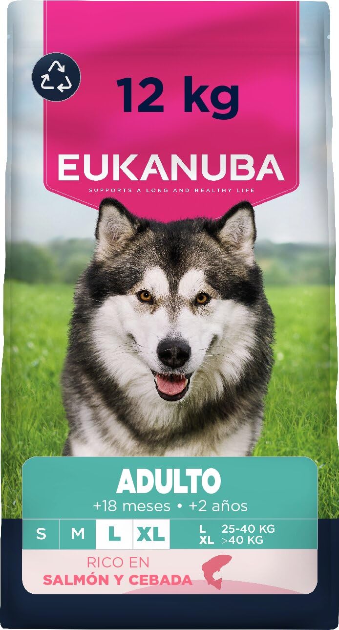 Eukanuba, Dry Dog Food with Salmon and Barley for Large Breeds- Premium Dry Dog Food for Adults, 12 kg