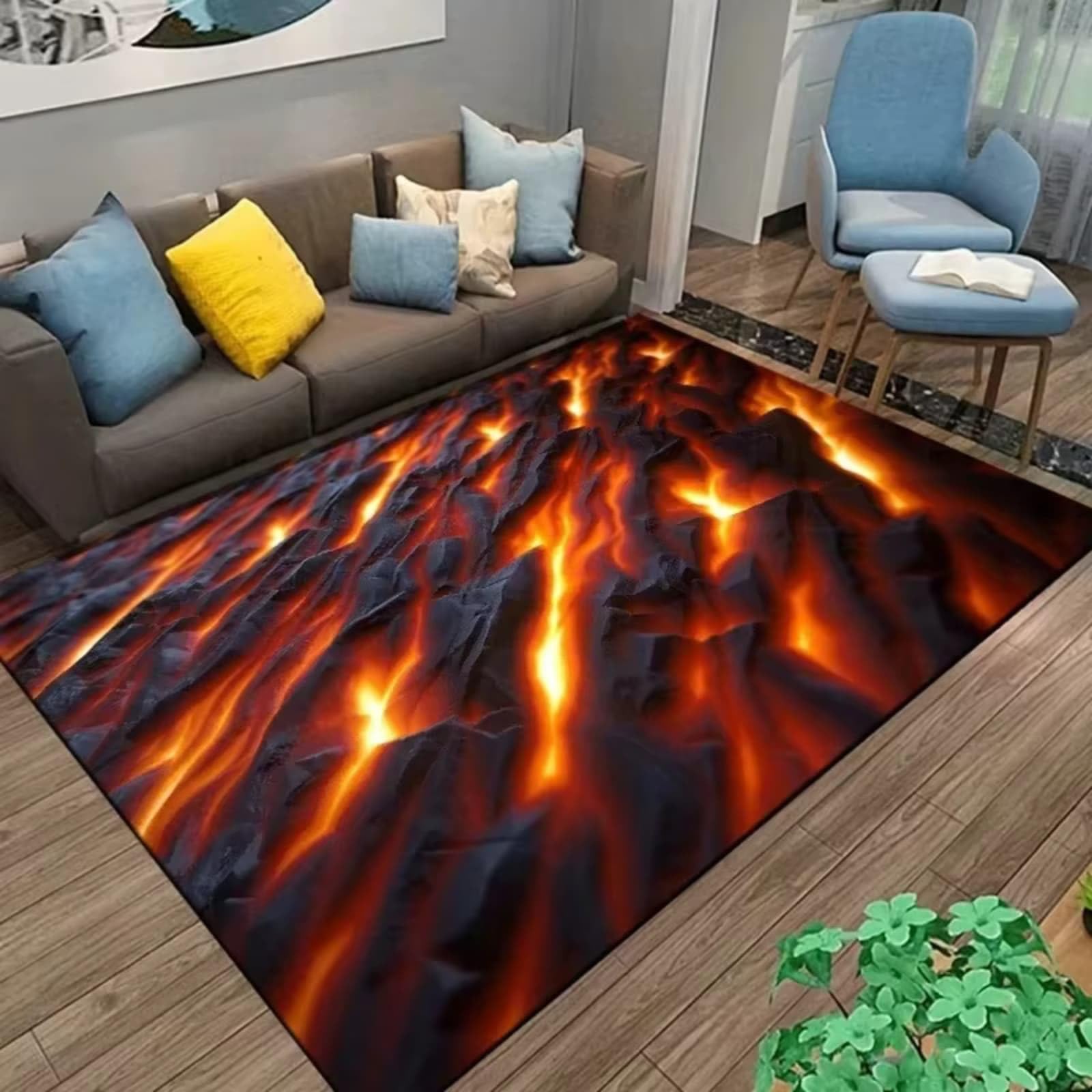 Tapis antidérapant magma 3D lavable pour sécuriser et décorer une chambre d'enfant
