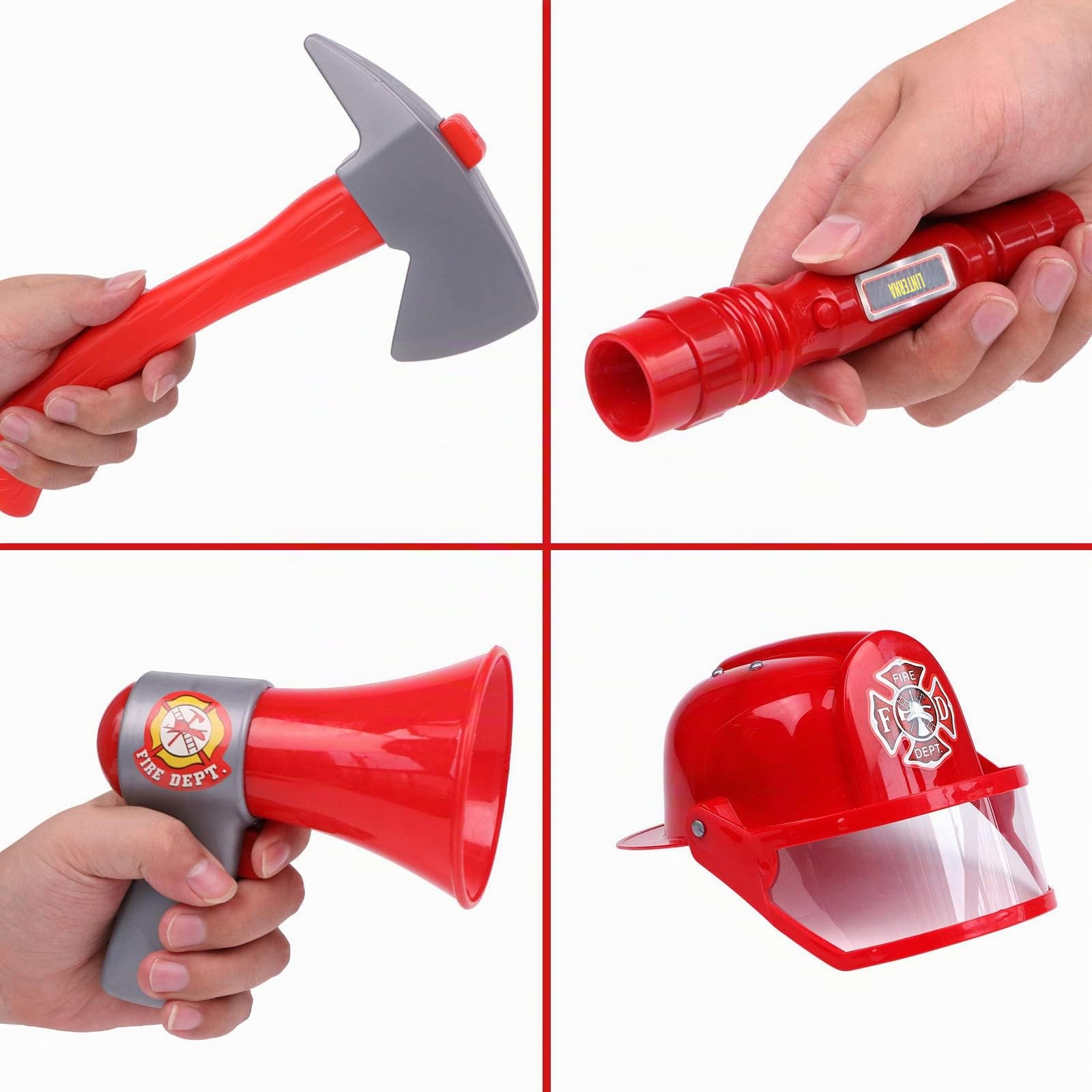 Tacobear Bombero Disfraz para Niños con Bomberos Juguete Extintor Juguete Bombero Accesorios Juegos de imitación Juego de roles para Niños Niñas Carnaval Halloween 3 4 5 6 7 8 9 Años