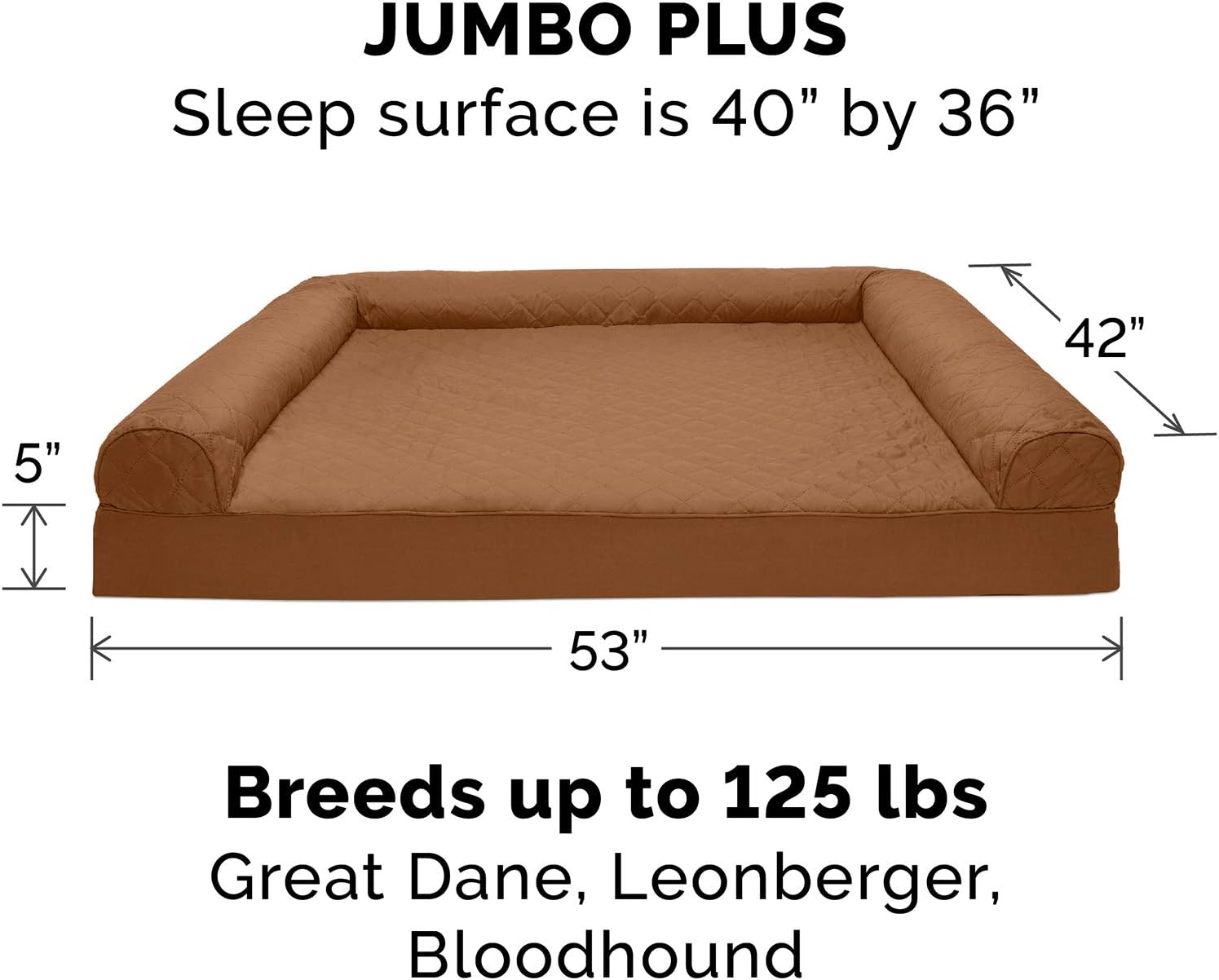 Furhaven Replacement Dog Bed Cover Quilted Sofa-Style, Machine Washable - Toasted Brown, Jumbo Plus (XX-Large)