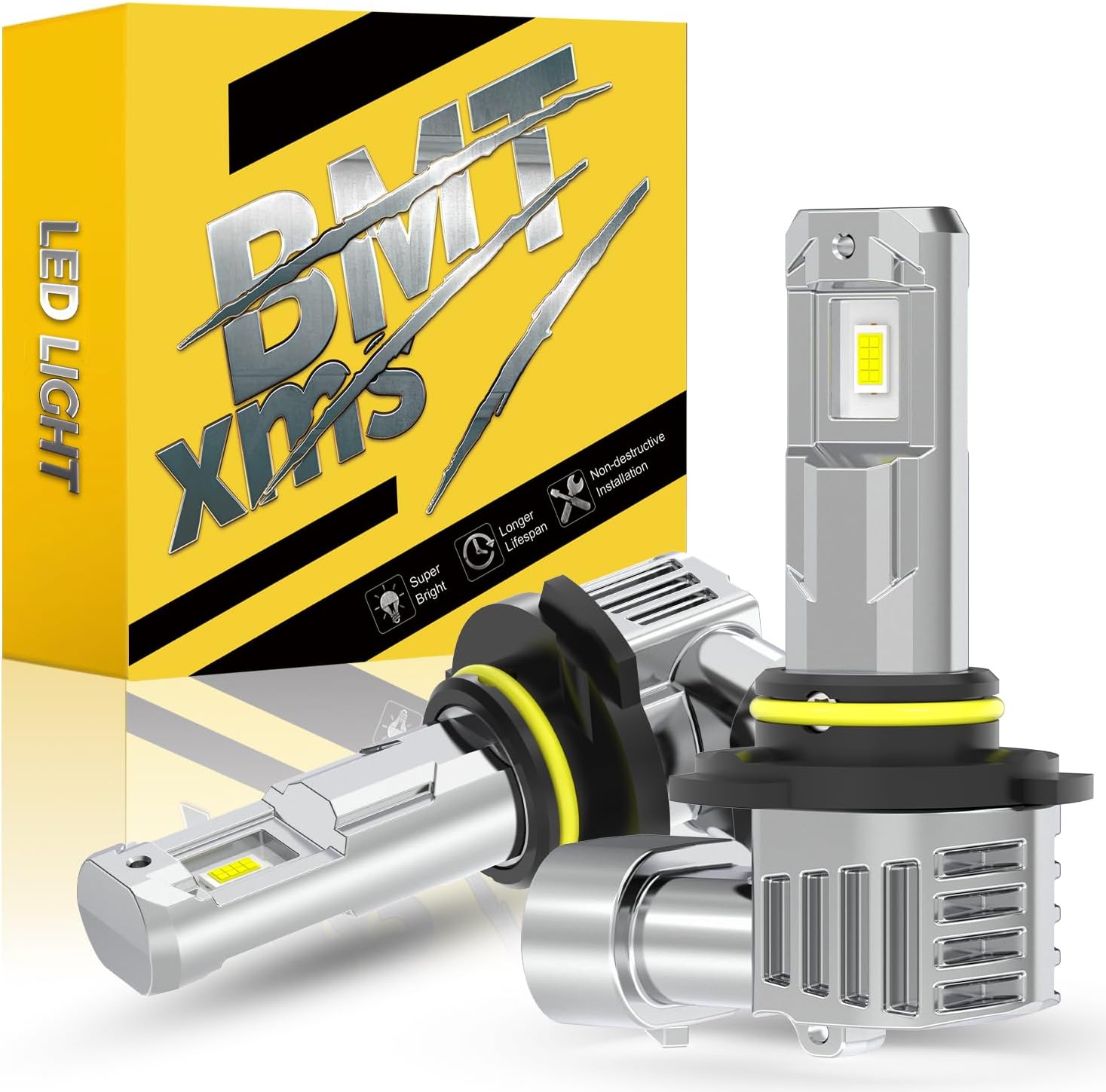 BMT xms 9145 Fog Light Bulbs - 400% Brighter 20000LM 6500K White H10 Fog Lamp - 1:1 Mini Size, Pack of 2