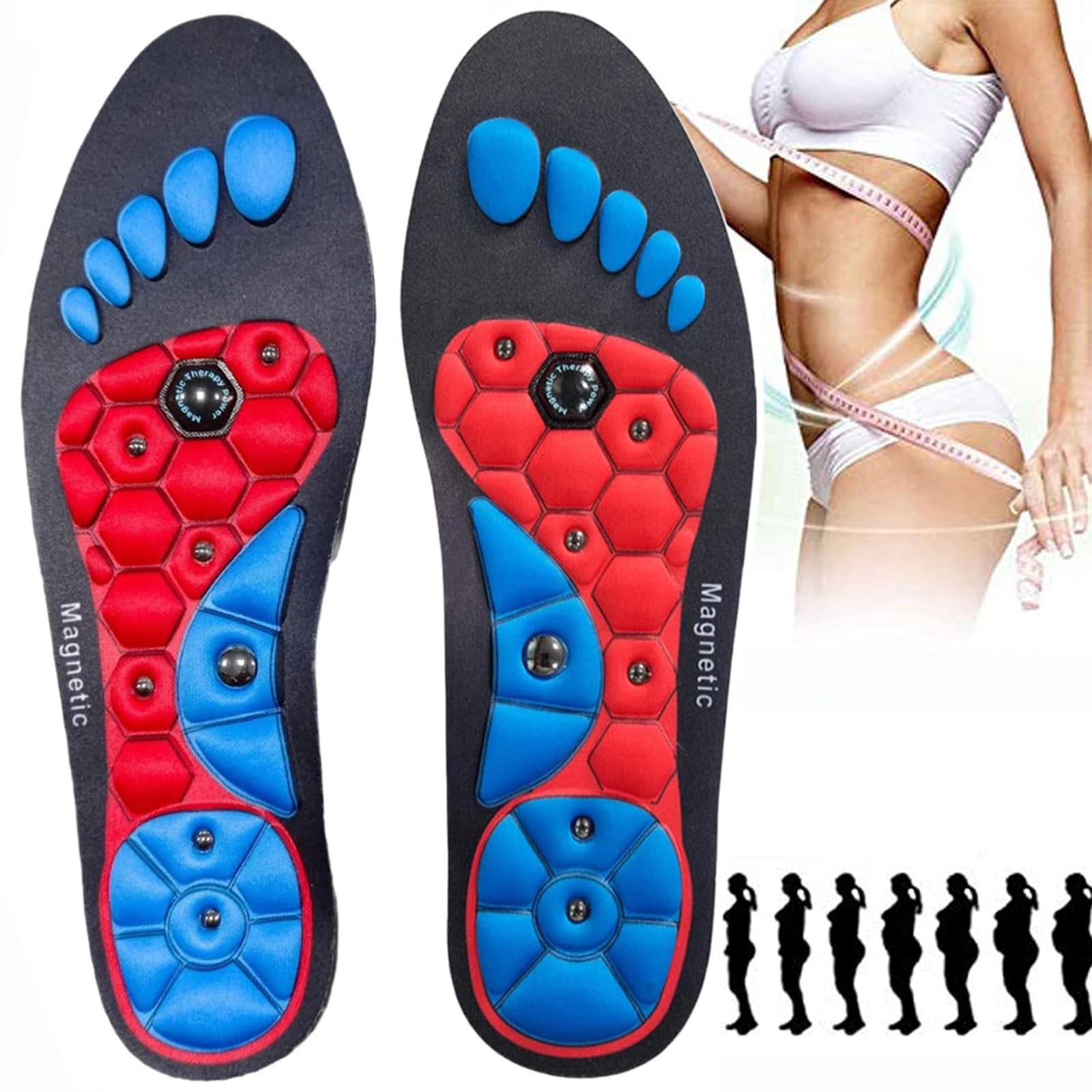 Weyot Women's 2Pairs 2 Pairs Magnetic Insoles, Acupressure Insoles, Acupressure Magnetic Insoles, Massage Insole For Men, Get Relief For Painful Feet, Orthopedic Insoles,M,2 Pairs