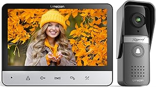 TMEZON Wired Video Intercom System, 7 Inches Video Doorbell Camera with Monitor, Wired Video Door Phone Support Unlock, Monitoring, Dual-Way Intercom for Villa Home Office Apartment (MZ-V20+MZ-A2)