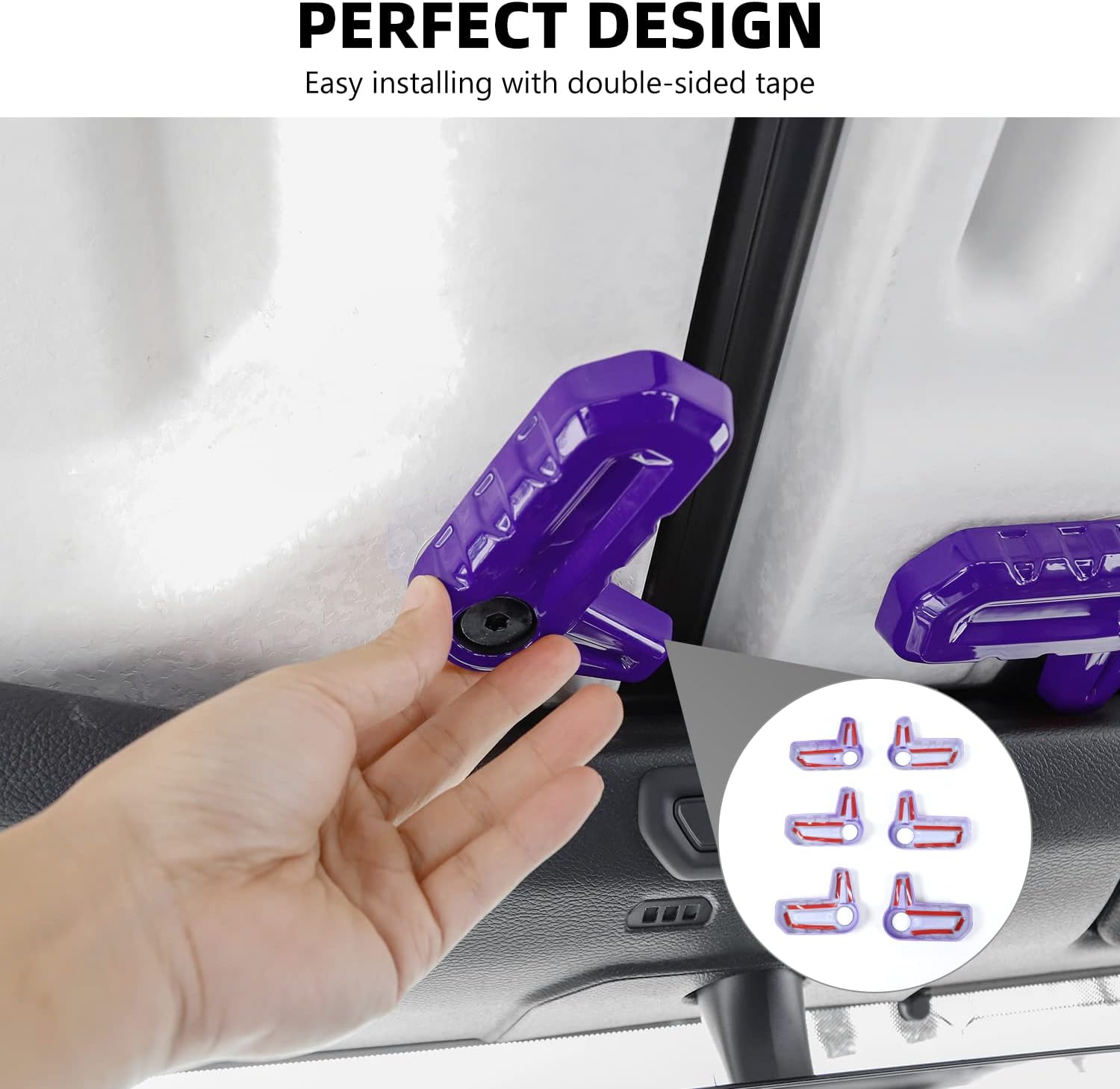 RAZPOY for JL 6PCS Freedom Panel Latch Trim Hardtop Roof Removal Switch Handle Cover Compatible with 2018-2023 Jeep Wrangler JL JLU & Gladiator JT, Purple