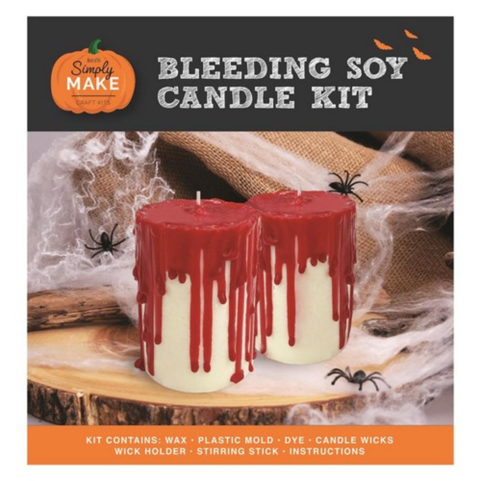 Simply Make Bleeding Skull Soy Candle Craft Kit - Red - New