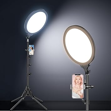 Ring Light with Adjustable Tripod Stand, LED Selfie Ring Light for Video Recording, Facial Makeup, Live Streaming, YouTube, Instagram, Tiktok, Compatible with Phones, Cameras and Webcams