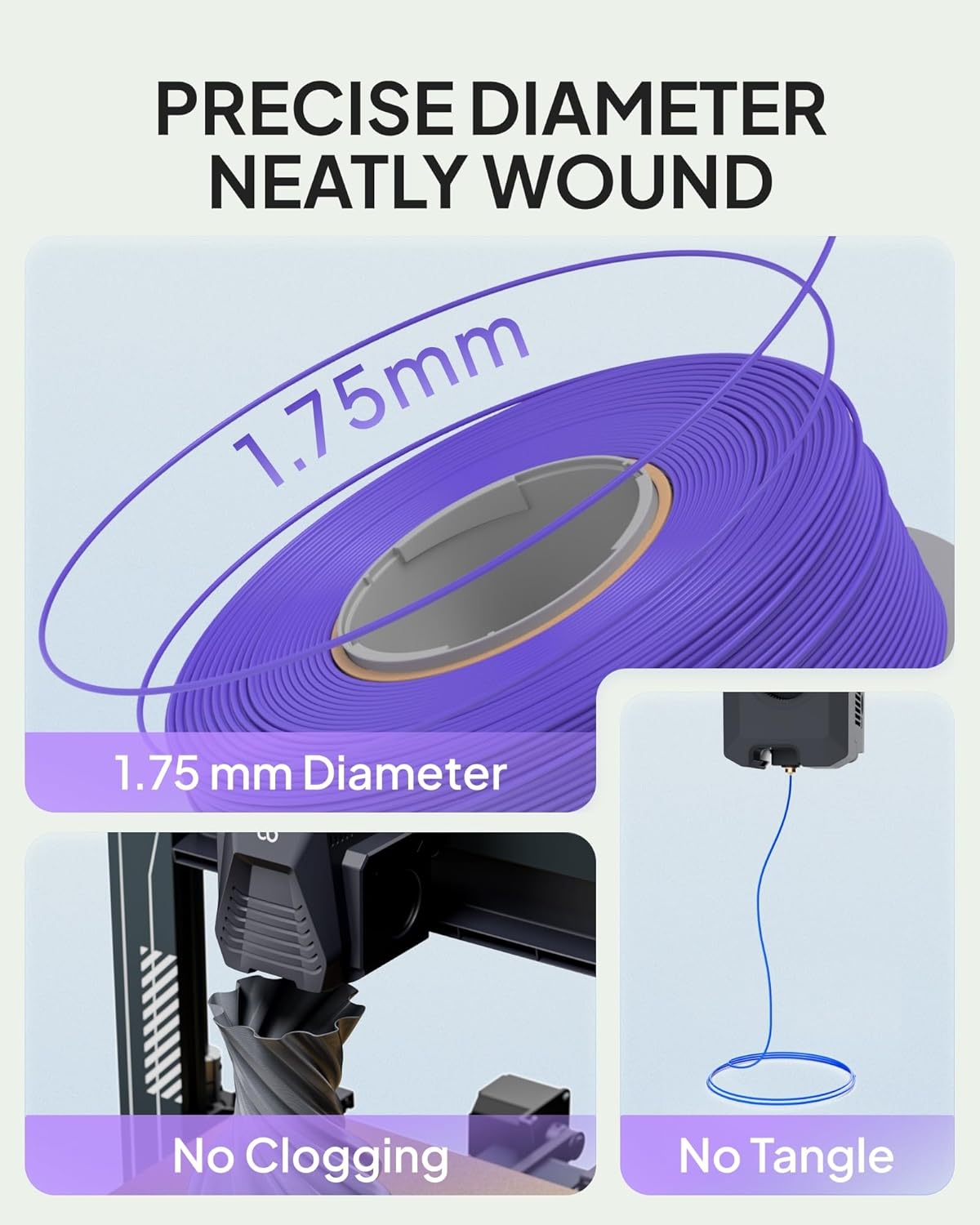 ELEGOO PLA Basic Refill Filament 1.75mm Turquoise Green 1KG, 3D Printer Filament No Spool Dimensional Accuracy +/- 0.02mm, 3D Printing PLA for Reusable Spool Refilling - Image 4