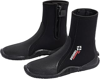 Skyone Neoprene Dive Boots Men Women, Surf Booties Scuba Diving Boots 5MM, Wetsuit Booties Scuba Shoes with Anti-Slip Premium Rubber Sole for Sailing Snorkeling Boating