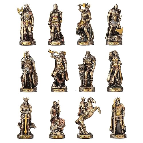 Veronese Design Norse Gods Resin Figurines Hand Painted Bronzed Statue