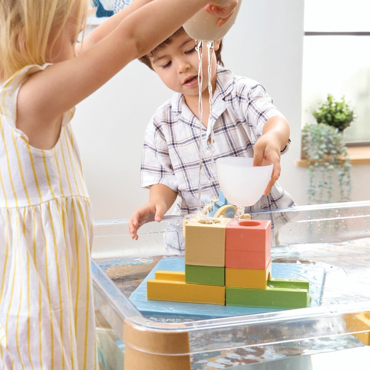 Kaplan Early Learning Waterway Block Set - 15 Pieces, STEM Building Activity for Kids - Innovative Marble Run for Sensory Exploration and Architectural Design