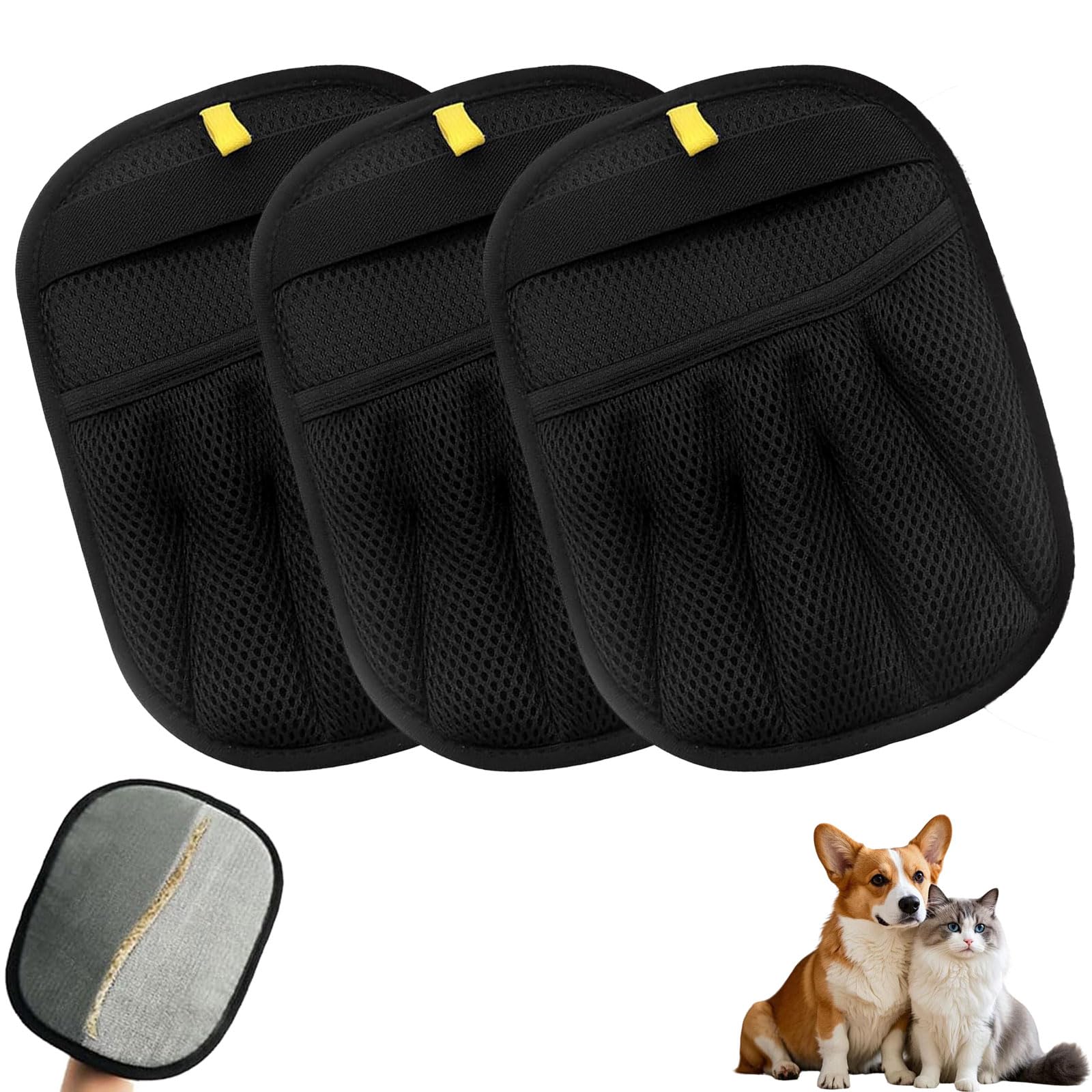 Mizijia 3 Stück Fellmagnet, Fell Magnet Handschuh, Yomi Pet Handschuh, Tierhaarentfernungshandschuh, Pet Grooming Gloves, Geeignet Für Sofas, Bettwäsche, Kleidung, Grooming Gloves Haustier