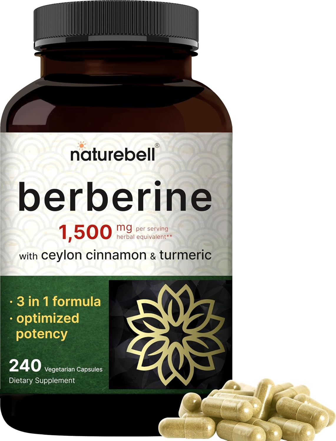 Maximum Strength Berberine Plus, 1200mg Per Serving, 120 Capsule, Powerfully Supports Glucose Metabolism, Immune System, Cardiovascular and