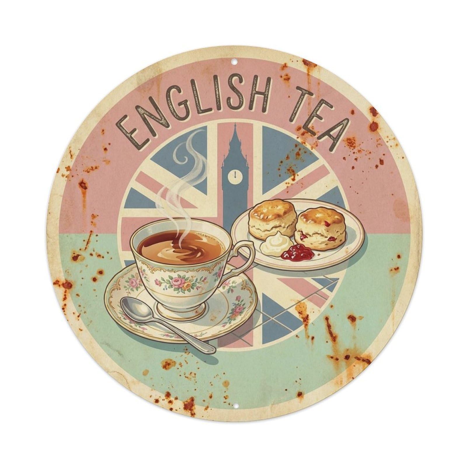 Brew Station Tea Cup British Culture Classic Diner Metal Tin Sign