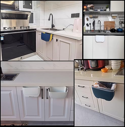 Miniatura 8 de Basurero colgante de cocina, cubo de basura plegable para cocina, mini cubo de basura plegable para puerta de armario de cocina, pequeño cubo de