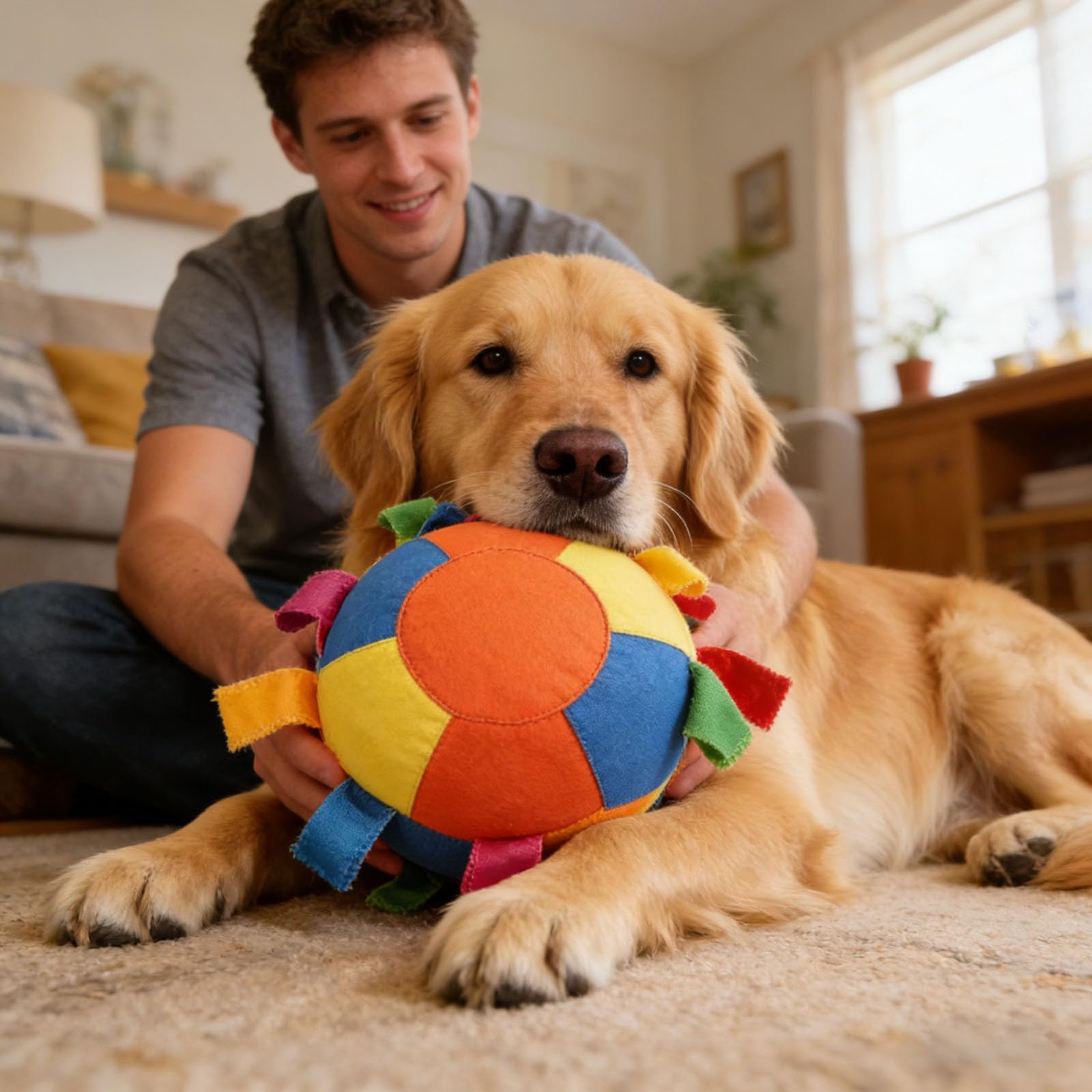Pelota gigante calmante para perros, bola gigante de pastoreo para perros, bolas grandes inflables duraderas resistentes al desgarro con cubierta de mango y bomba para perros de juego y ejercicio (55