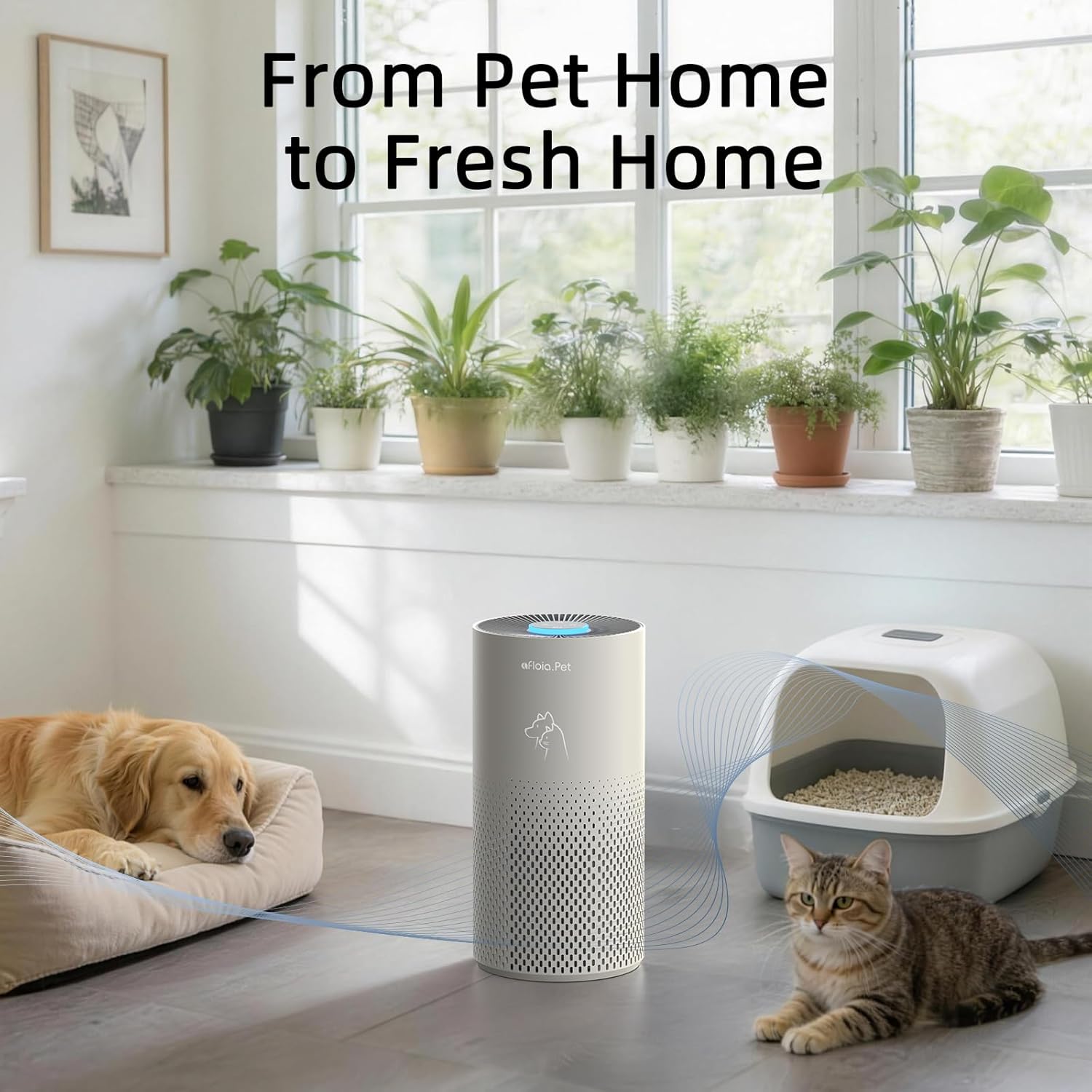 Afloia Air Purifier for Bedroom and Pets Home up to 1780 Ft², 5-in-1 HEPA Filter Air Cleaner with Washable Pre-Filter, Removes Pet Hair, Odors, Dander & Allergies, 22dB Quiet Sleep Mode (Kilo Pet)