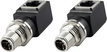M12 X-Coded 8 Pin to RJ45 Adapter Cat6 Industrial Ethernet Shielded Connector IP68 Waterproof for Cognex and Automation Application Pack of 2