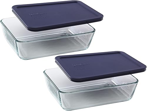 Pyrex COMINHKR067794 6017400 Simply Store - Plato rectangular para 6 tazas 6 cajas de 2 envases transparente y azul