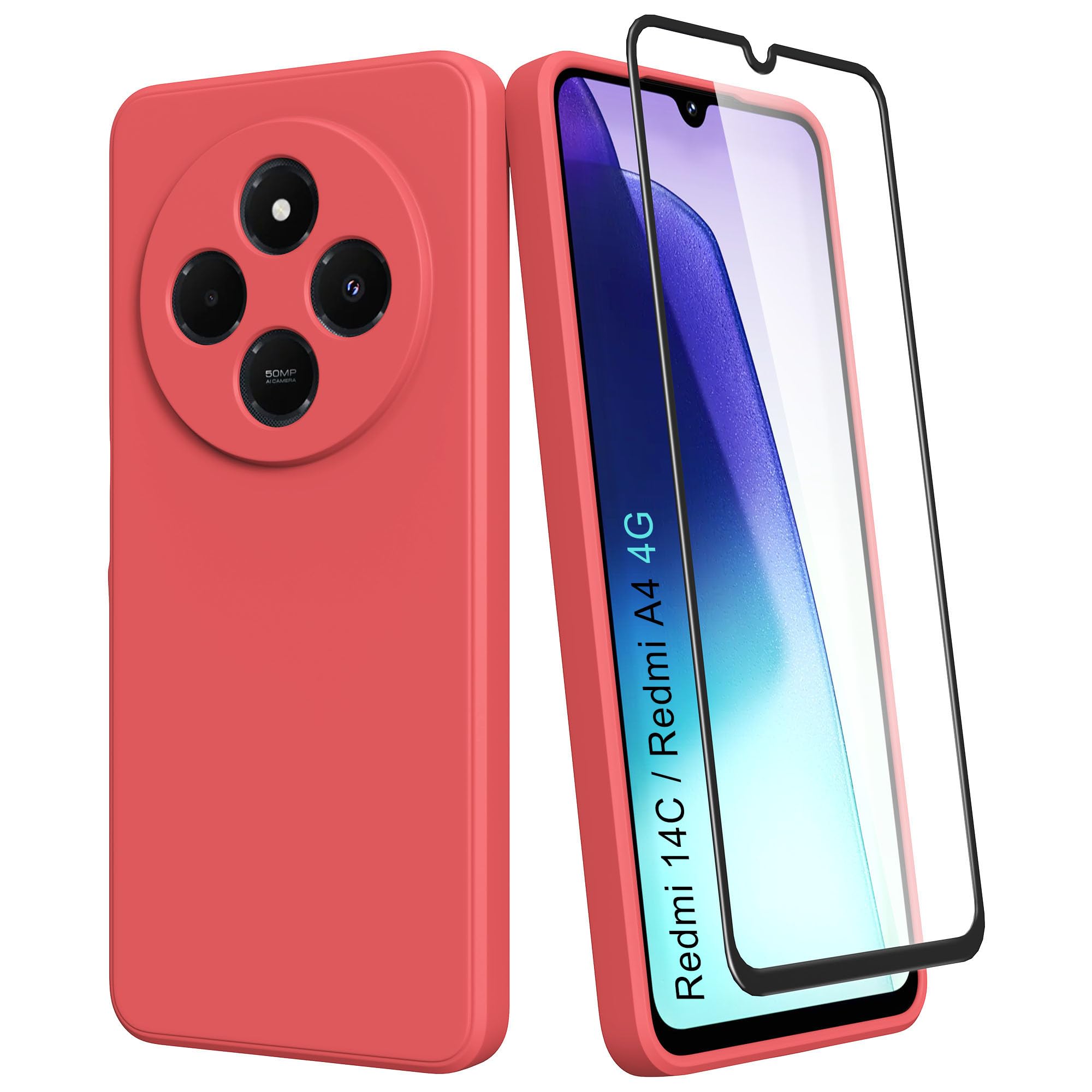 Custodia Per Xiaomi Redmi 14C / A4 - Cover In Silicone TPU Trasparente Con 2 Vetri Temperati