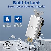 Vista 3 de CML Interruptor de Luz Decorativo de Doble Balancín, Interruptor de Pared de Paleta de Polo Simple Dual, Interruptor Eléctrico de Encendido/Apagado