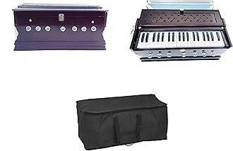 KHALSA MUSICAL Harmonium Beginners |7 Stopper | 3 1/4 Octave | Double Bellow | 39 Keys | 2 Reeds (Bass- Male) |With Cover and free carry bag