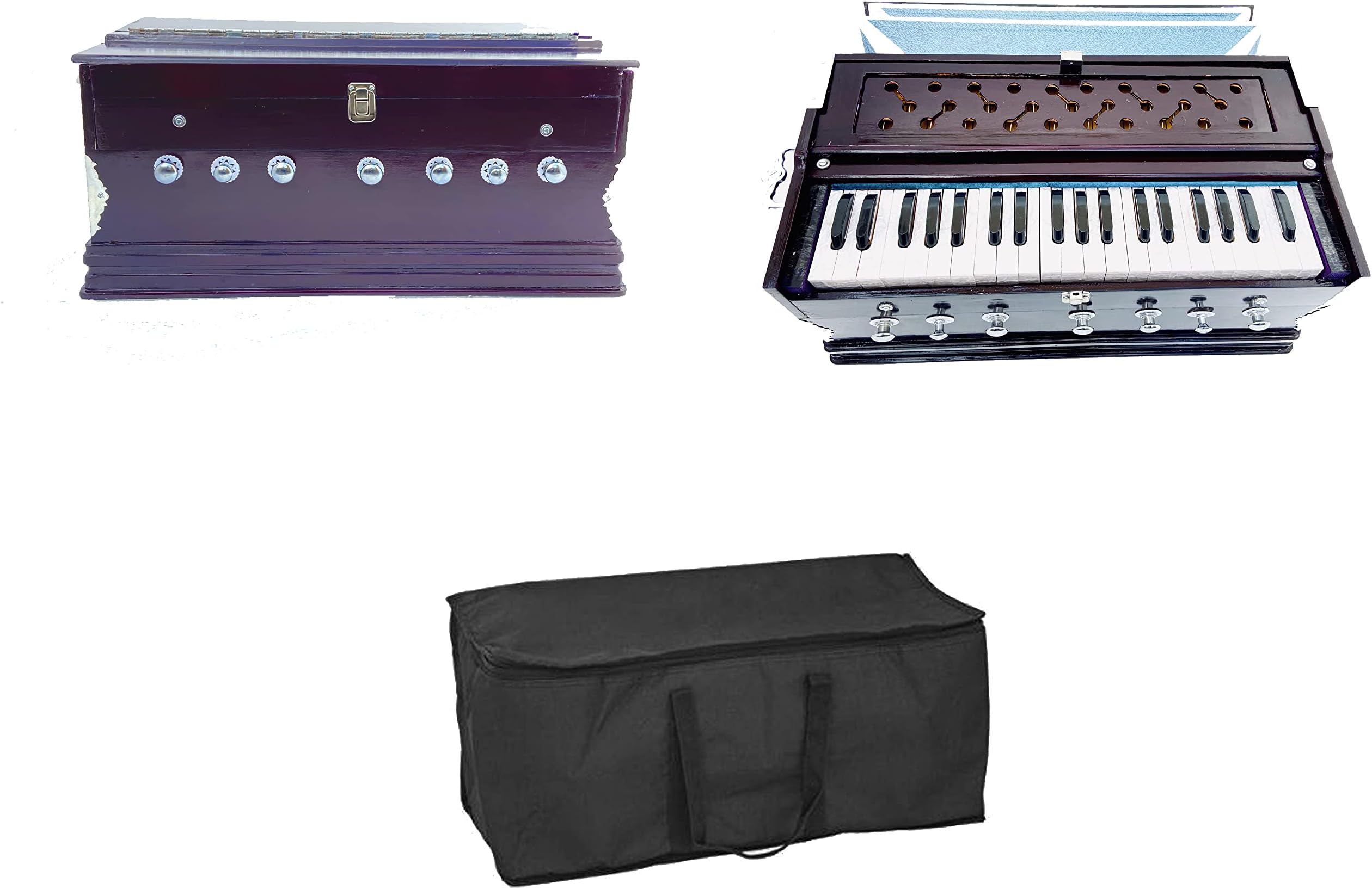 Harmonium Beginners |7 Stopper | 3 1/4 Octave | Double Bellow | 39 Keys | 2 Reeds (Bass- Male) |With Cover and free carry bag