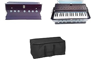 Harmonium Beginners |7 Stopper | 3 1/4 Octave | Double Bellow | 39 Keys | 2 Reeds (Bass- Male) |With Cover and free carry bag