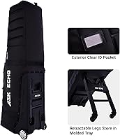 Vista 3 de ASK ECHO Locklink StableRoller - Bolsa de viaje de golf con sistema de balanceo de 4 ruedas, patas de soporte extensibles