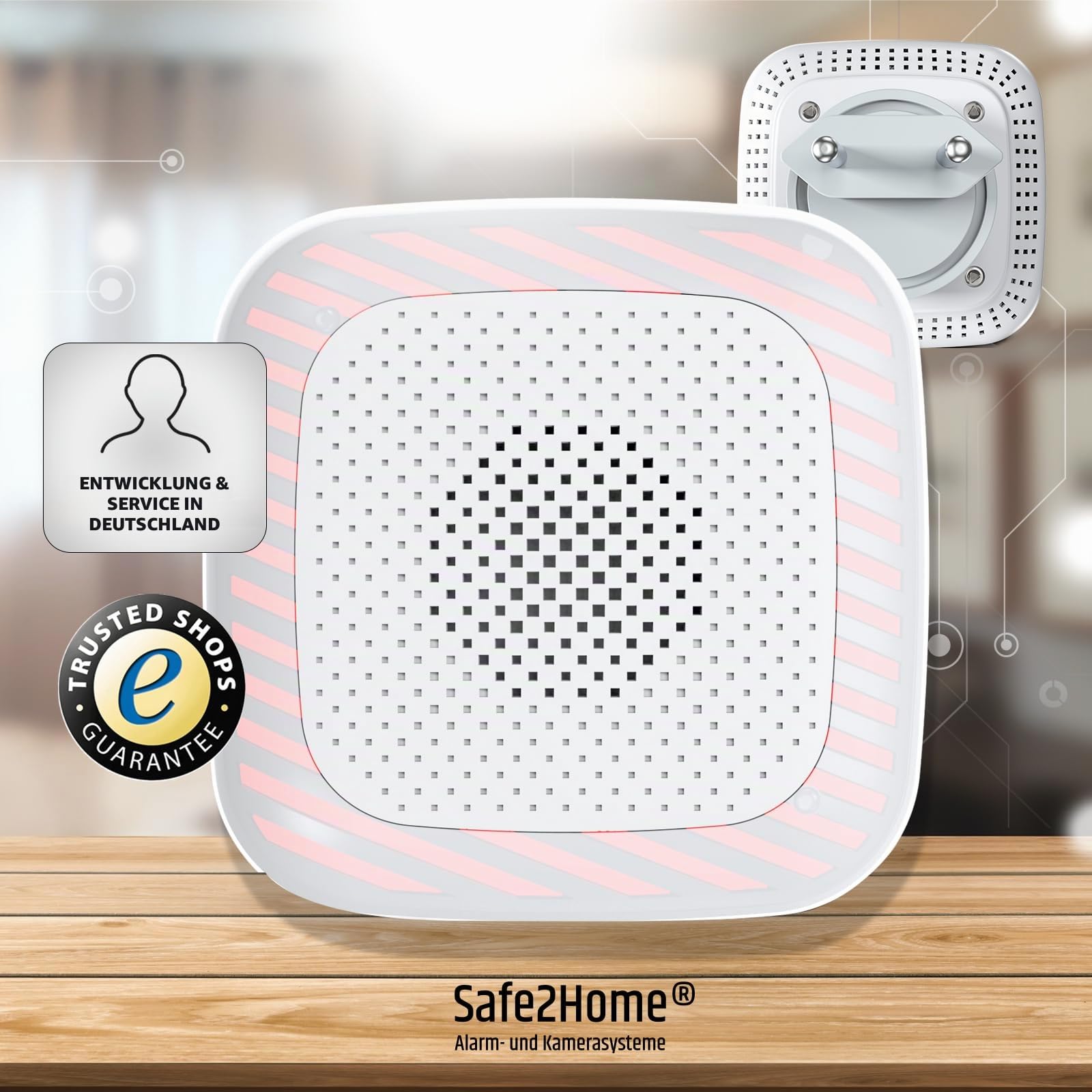 Safe2Home SP310 Funk Innen Sirene / Innenalarm 220 / 230 Volt für Profi Funk Alarmanlage SP310 mit Repeater - Alarmsystem (nur für SP310)