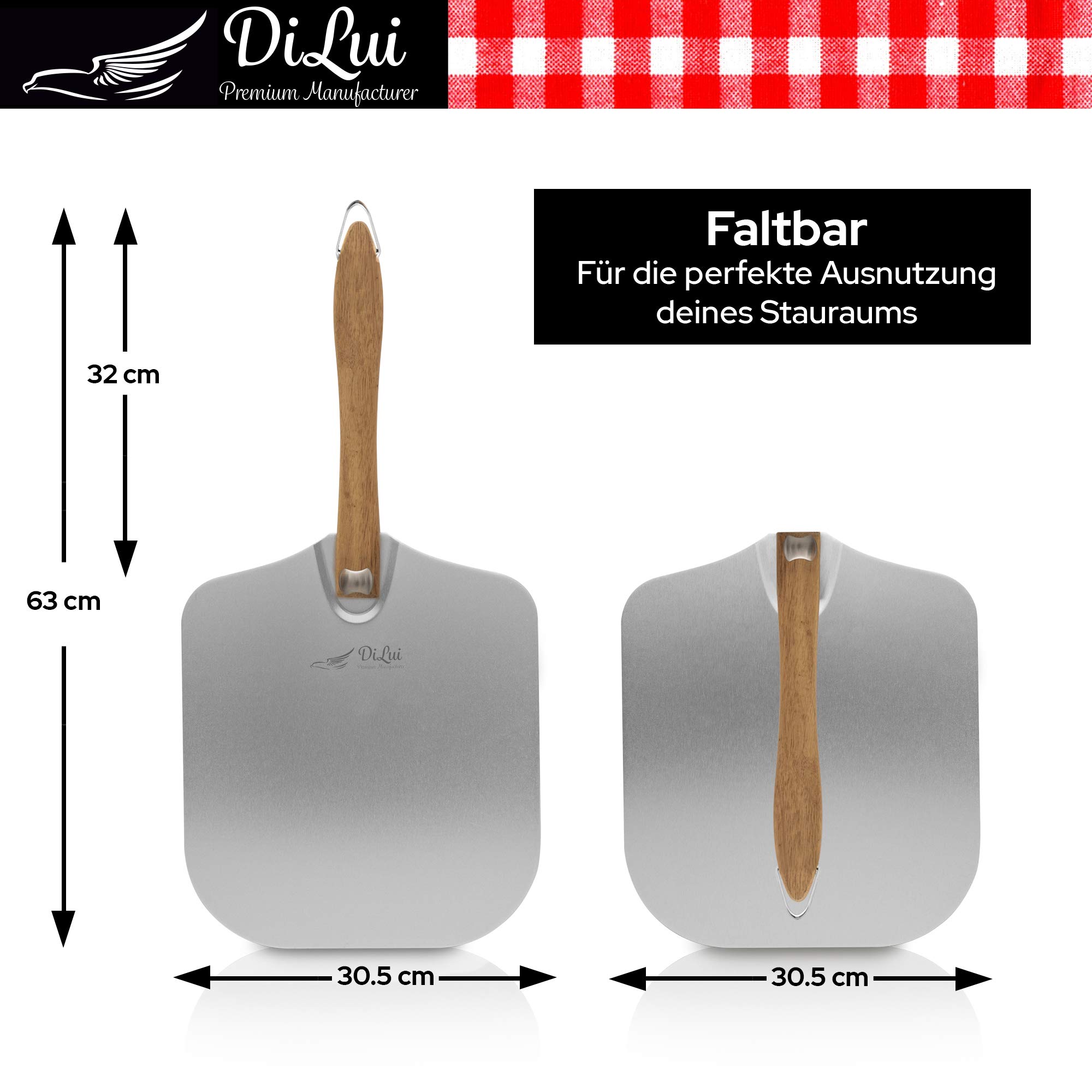 Lilyeriy Pizzaschieber Edelstahl - 43.5cm Mit Holzgriff Für Pizzaofen