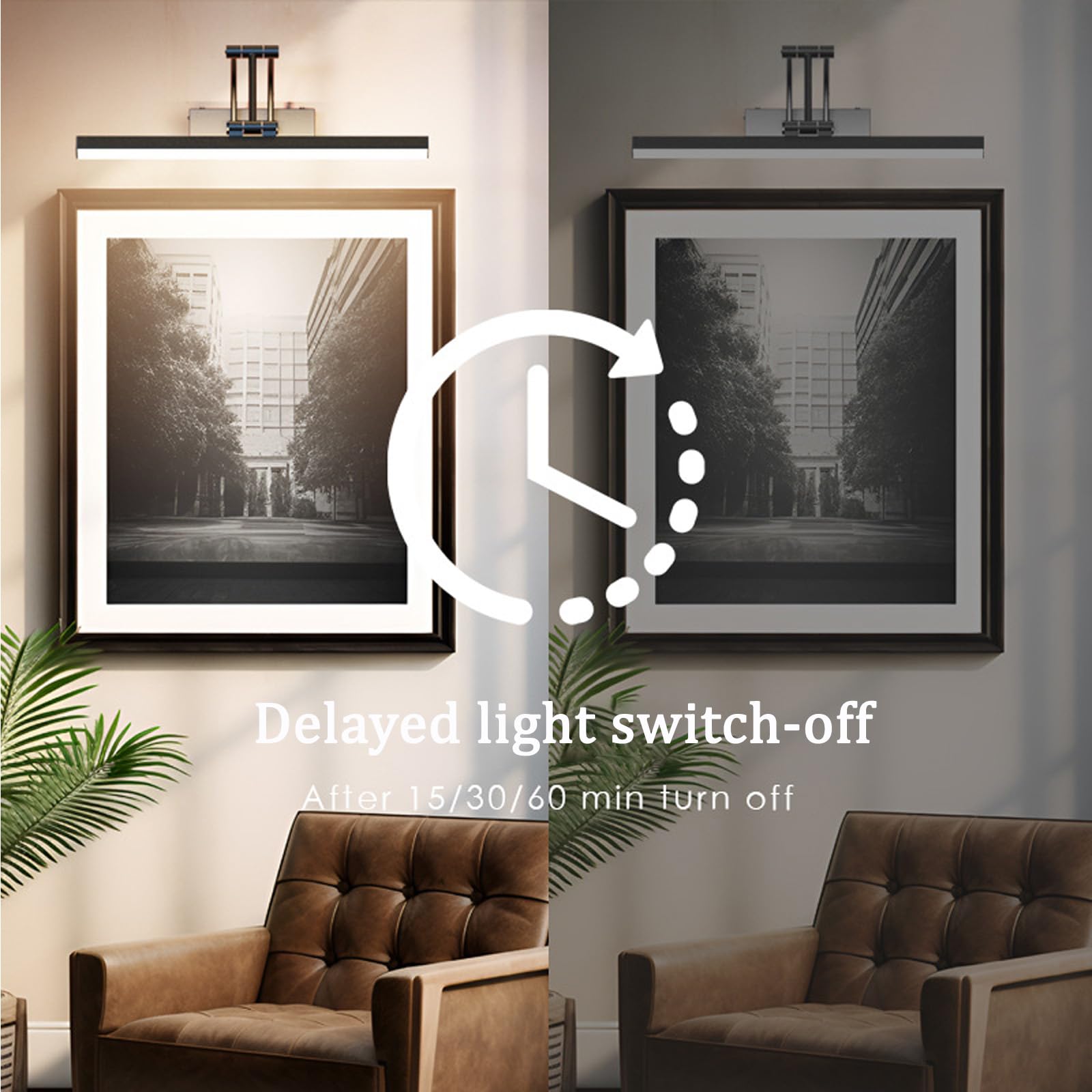 LED Lampada Specchio Bagno Ricaricabile Applique da Parete con Telecomando Dimmerabile Iluminazioni per Pareti Angolo Regolabile per Illuminare Quadri Soggiorno Trucco (Nero 40cm,2 Pezzi)