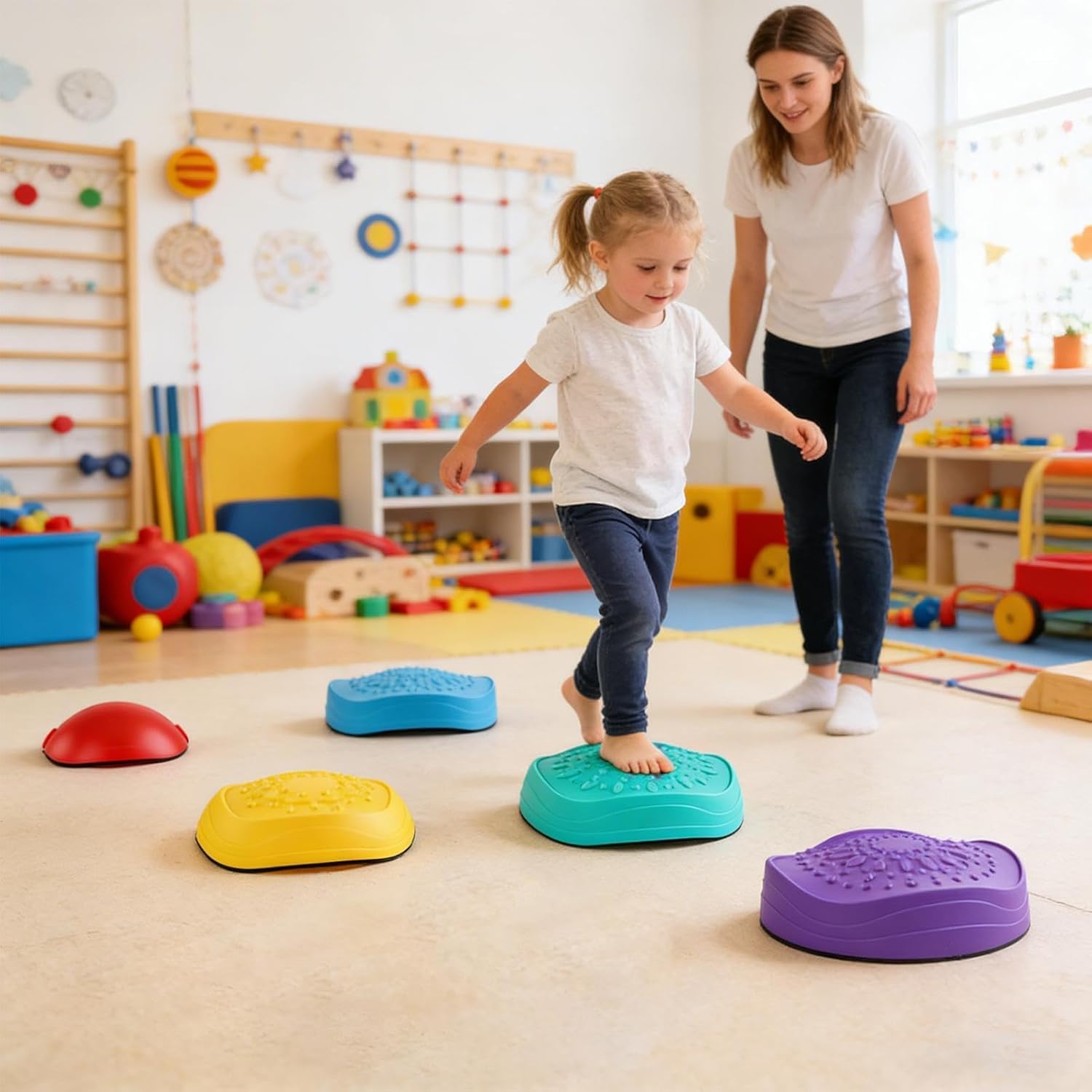 Balance Stepping Stones for Kids | Non-Slip Toy,Balancing Stones - for Coordination Indoor Outdoor Garden Course Exercise