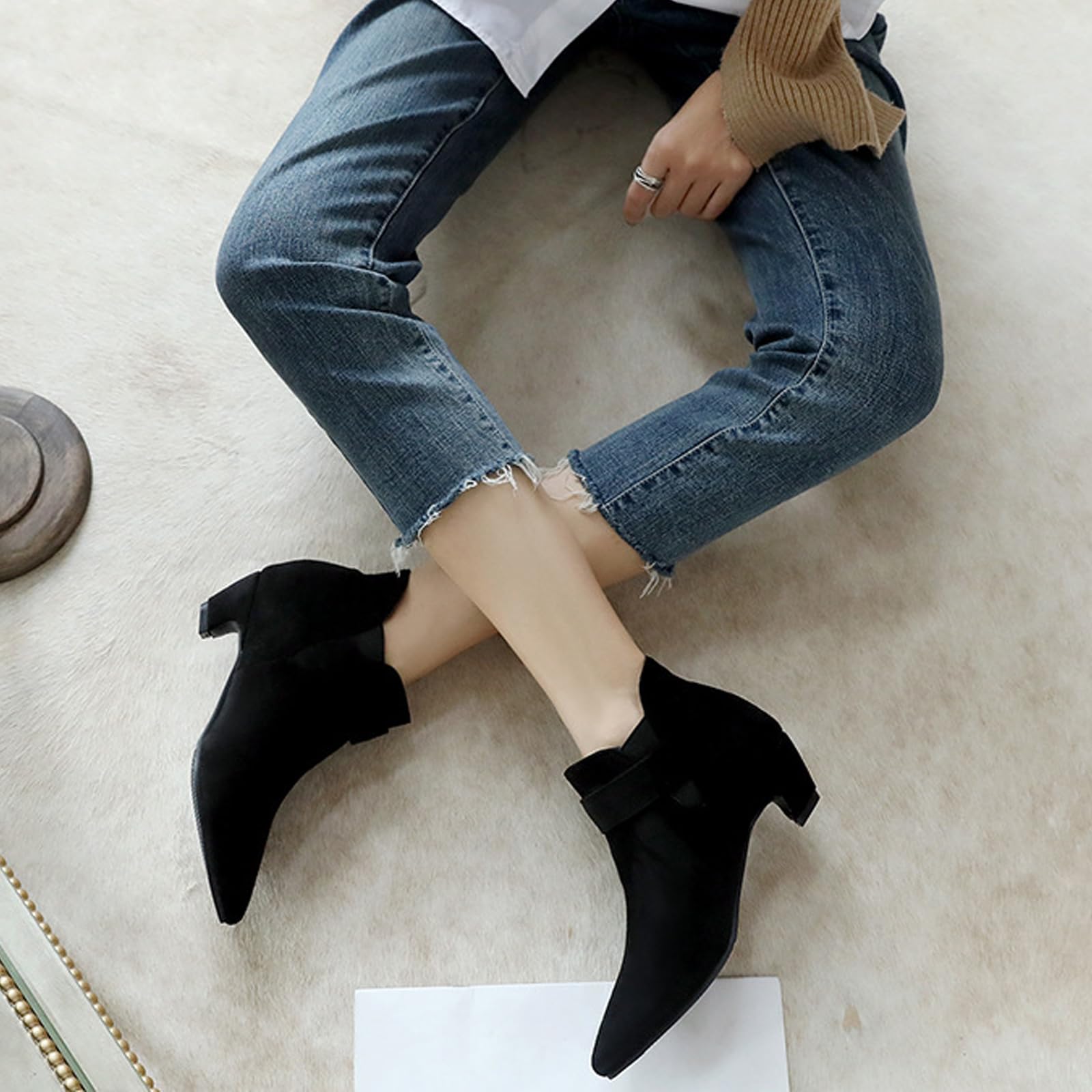 Scarpe Business Casual Donna Stivaletti Camoscio Punta Stretta Fibbia
