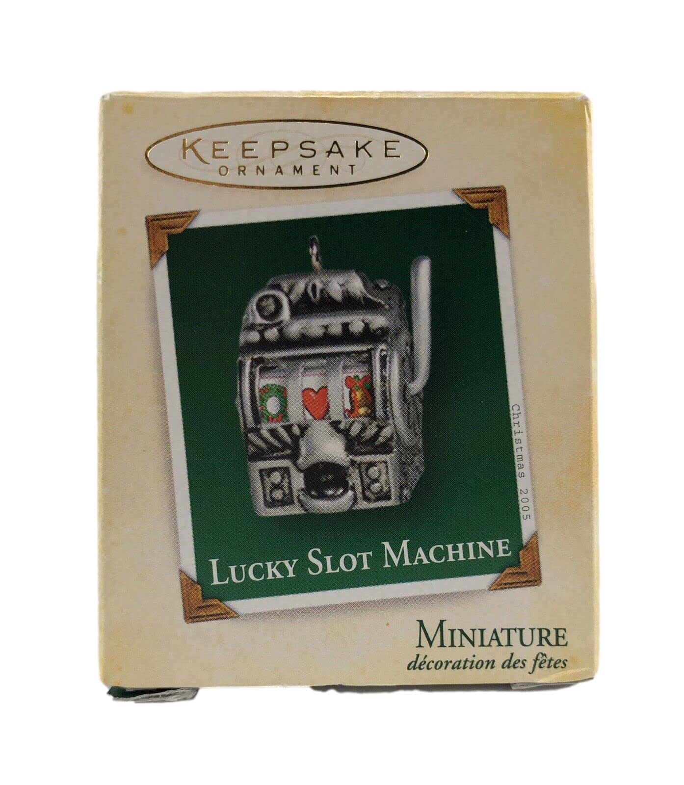 Hallmark 2005 Mini Ornament LUCKY SLOT MACHINE - DIE-CAST METAL Really Works!