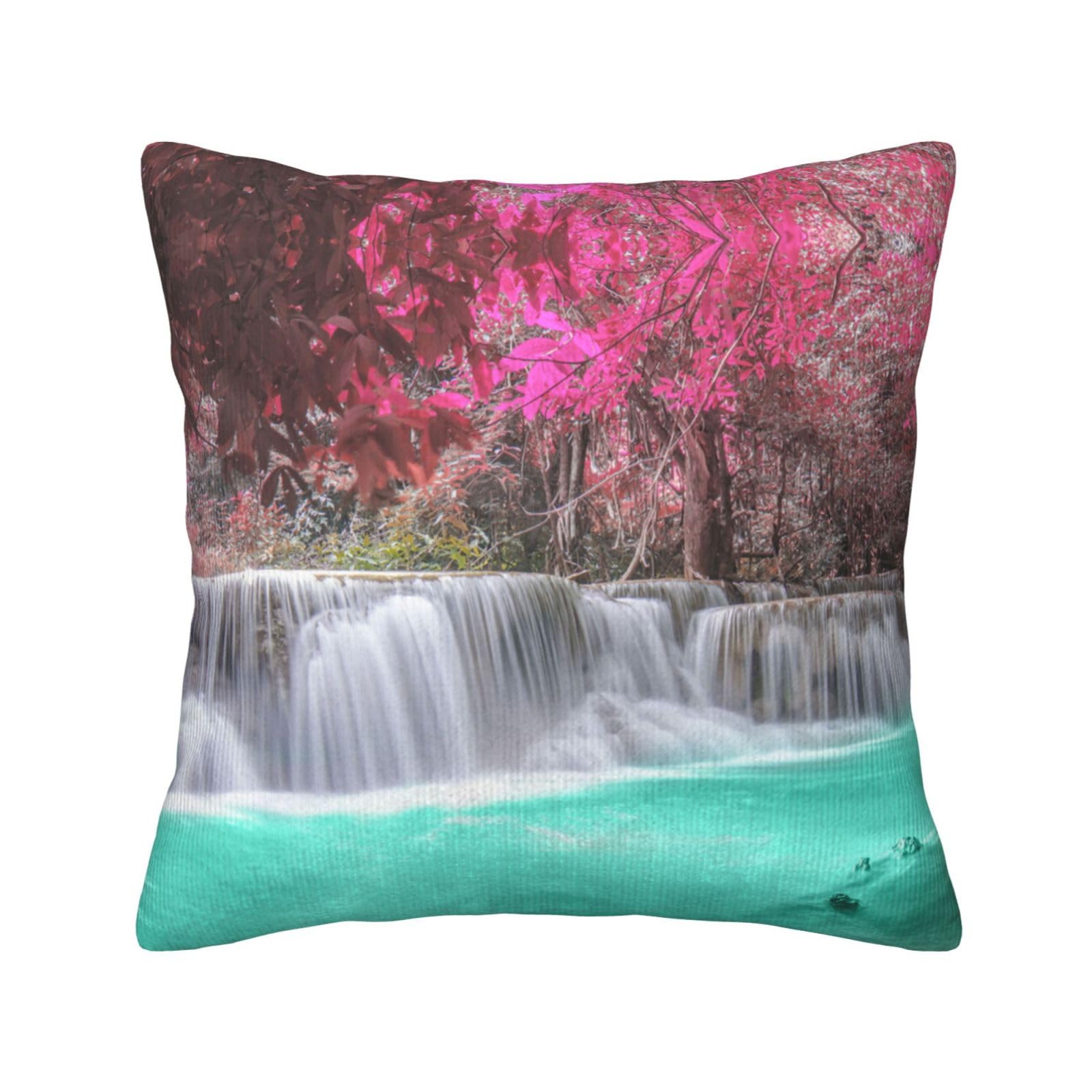 Housses de coussin velours côtelé cascade imprimée maison