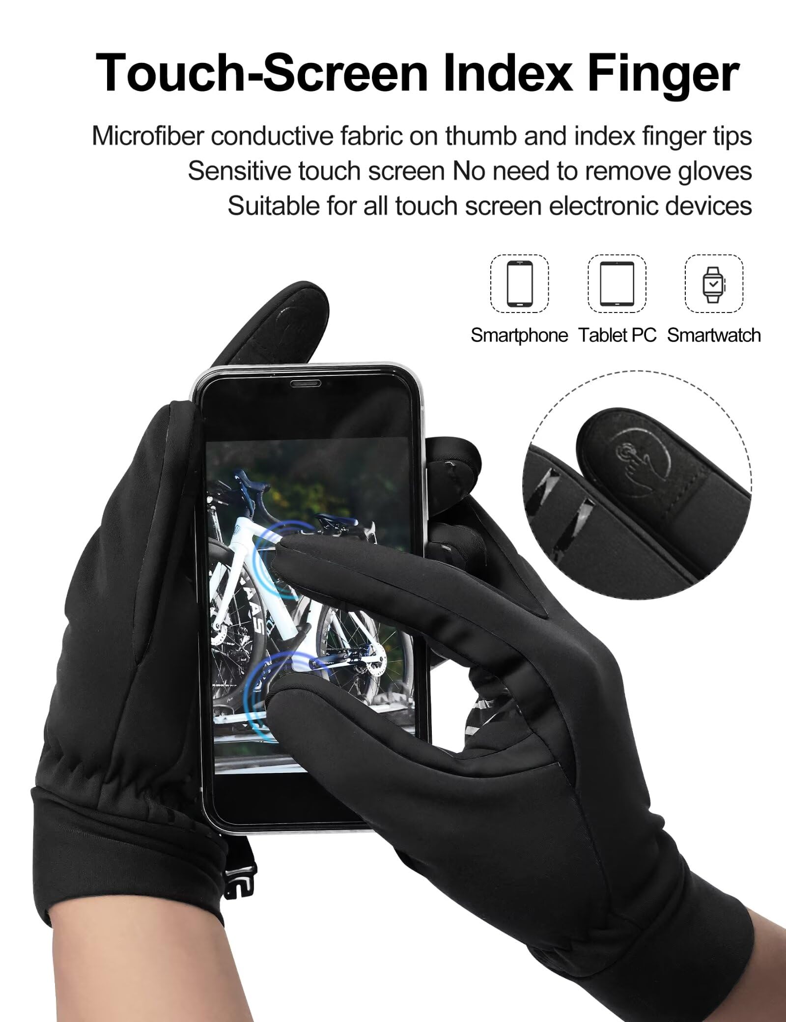 INBIKE Guantes de invierno para mujeres y hombres, guantes cálidos para pantalla táctil, resistentes al viento, resistentes al agua, forro térmico, antideslizantes y aislados
