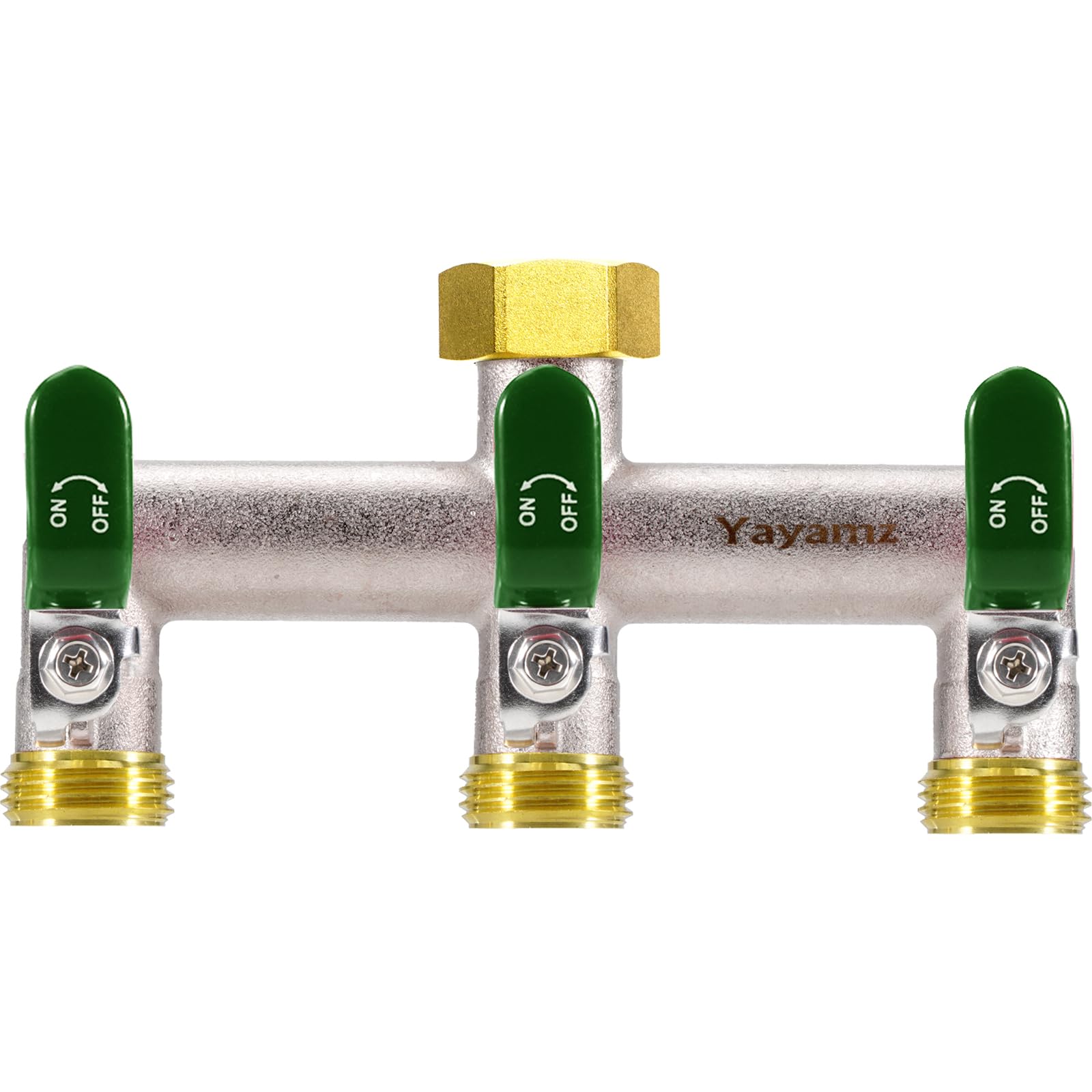 3 Way Garden Hose Splitter, 3/4" GHT Water Spigot Splitter (Green)