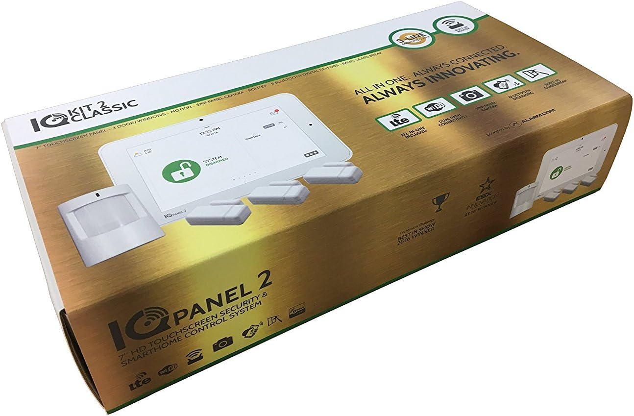 QOLSYS IQ Classic KIT 2 with VERIZON Communicator PANEL2 7" HD Touchscreen Security & SMARTHOME ENCRYPTED Control System W/IQ Motion-S and (3) IQ Mini-S Door/Window SENSORS