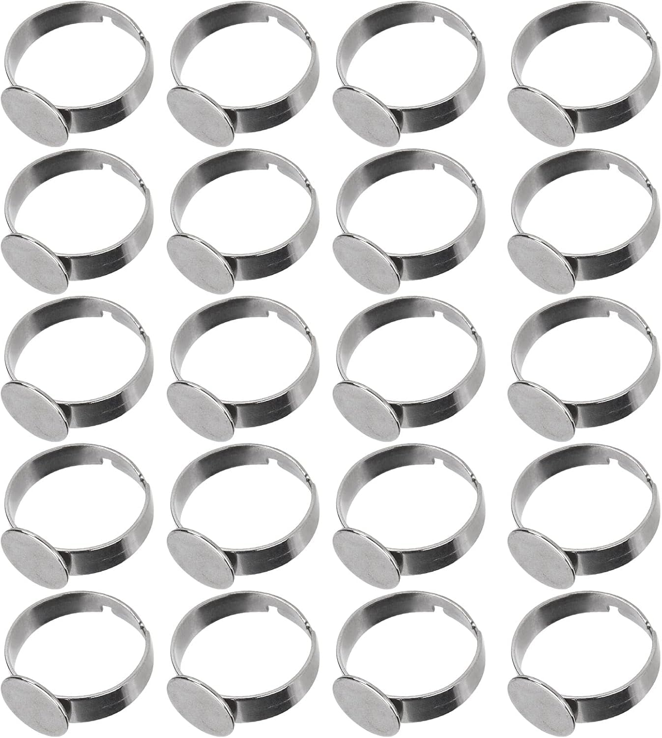 Anillos en blanco ajustables de acero inoxidable que no se oxidan, perfectos para joyería