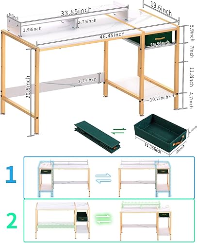 Miniatura 74 de Escritorio para computadora, escritorio para juegos de 43 pulgadas, escritorio de oficina en casa con almacenamiento, escritorio pequeño con soporte