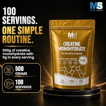 Instant Creatine Monohydrate Powder 500 Grams (1.1 Lb), 5000mg Per Serv, Mi