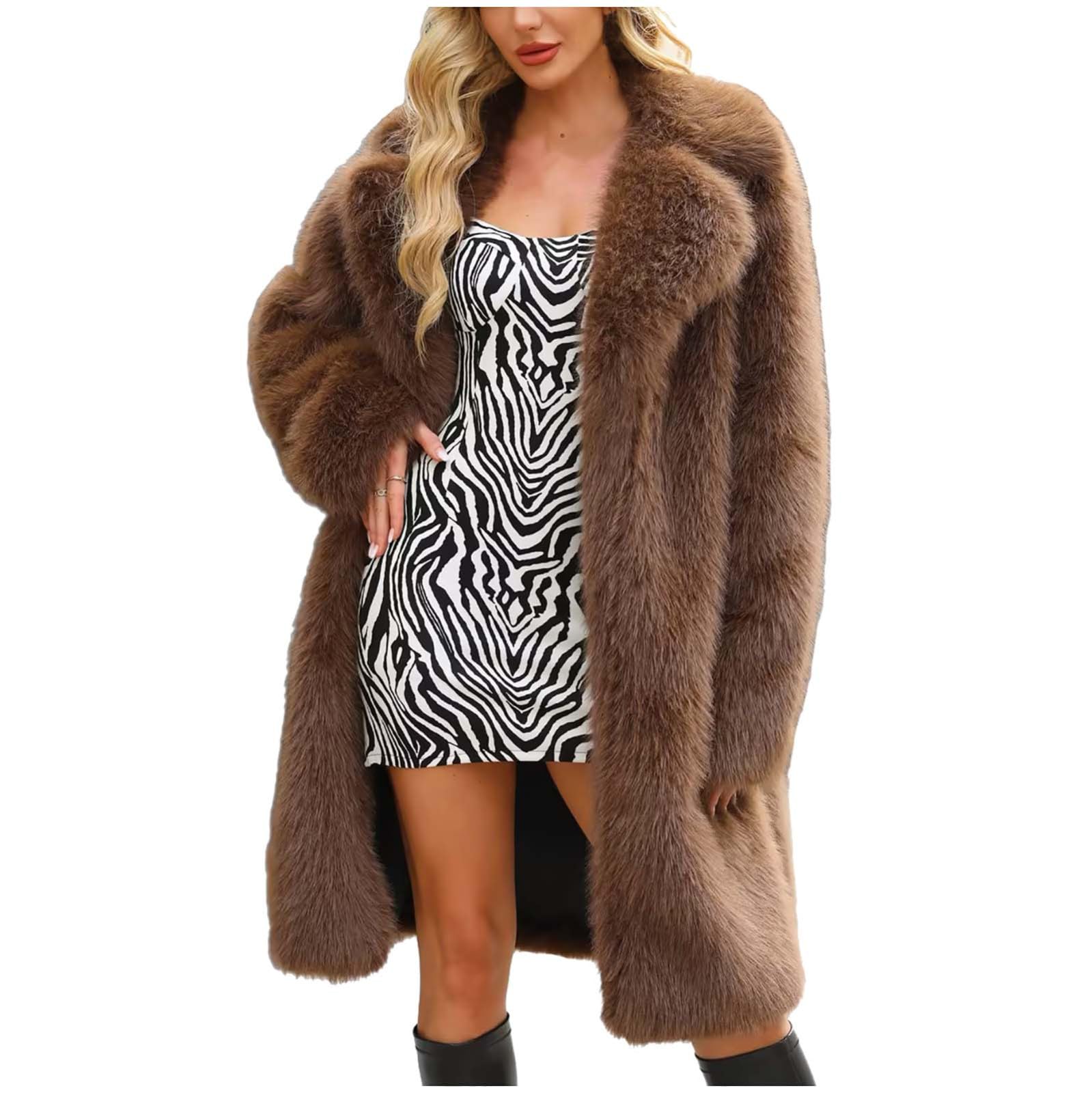 Pelzmantel Damen Felljacke Winter Kunstpelz Mantel Winterjacke Warm Kunstfell Jacke Fellmantel Fleecejacke Plüschjacke Kunstfellmantel Kuscheljacke Flauschig Elegant Wintermantel Strickjacke