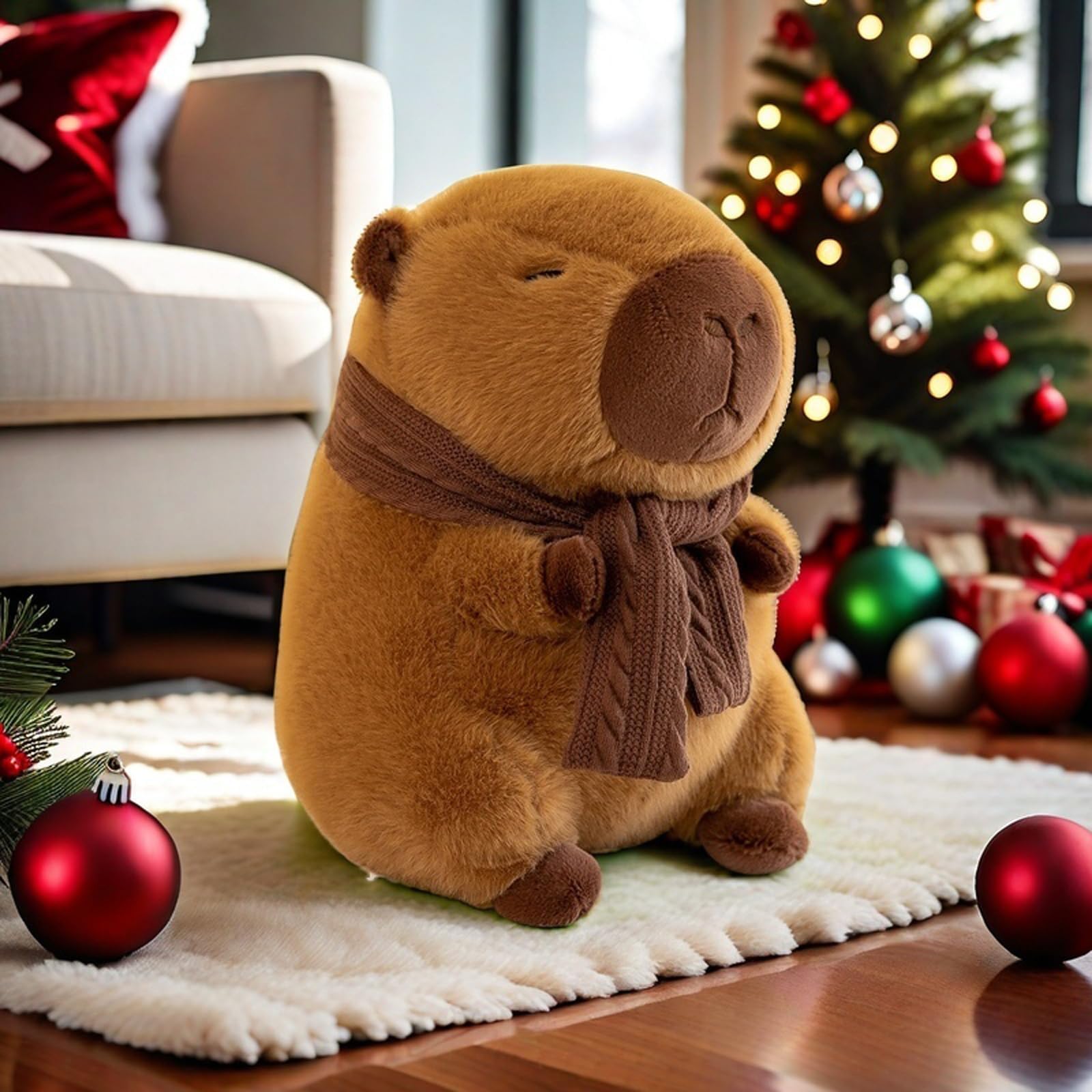 ALUNME Cute Capybara Plush Kawaii Soft Capybara Plush Doll Pillow with Bread Stuffed Aniamls Toys for Girls Kids Adults Birthdays Valentines Gift 12 inch (Scarf) - Image 2