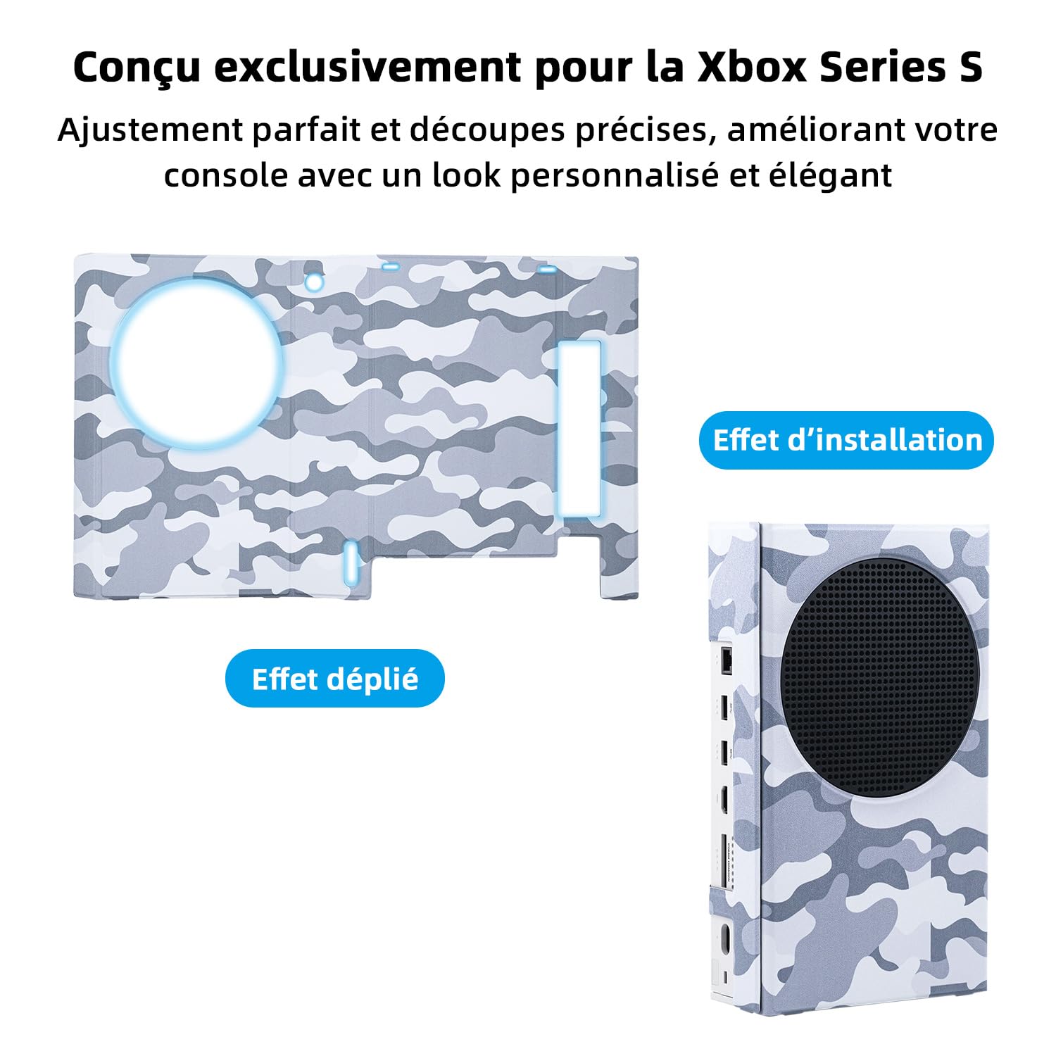 Mcbazel Magnétique Smart Wraps de Protection pour Console Xbox Series S, Accessoires en Cuir PU de Qualité Supérieure et Doublure Intérieure Douce - Camouflage Gris