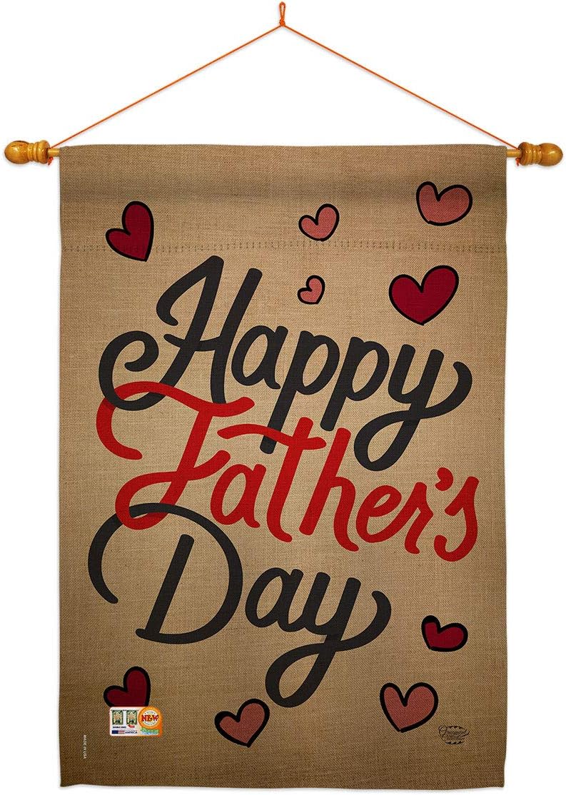 Happy Fathers Day House Flag Family Father Dad Daddy Papa Grandpa Best Parent Sibling Relatives Grandparent Small Decorative Gift Yard Banner Double-Sided Made In USA 28 X 40