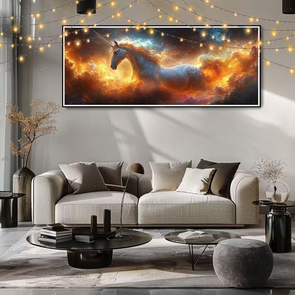 Malarstwo diamentowe 5D dla dzieci, małe, kolorowe chmury, jednorożec, obraz diamentowy 60 x 120 cm, tworzenie mozaiki według liczb, zestaw do malowania krzyżykowego, dla dorosłych, do dekoracji domu